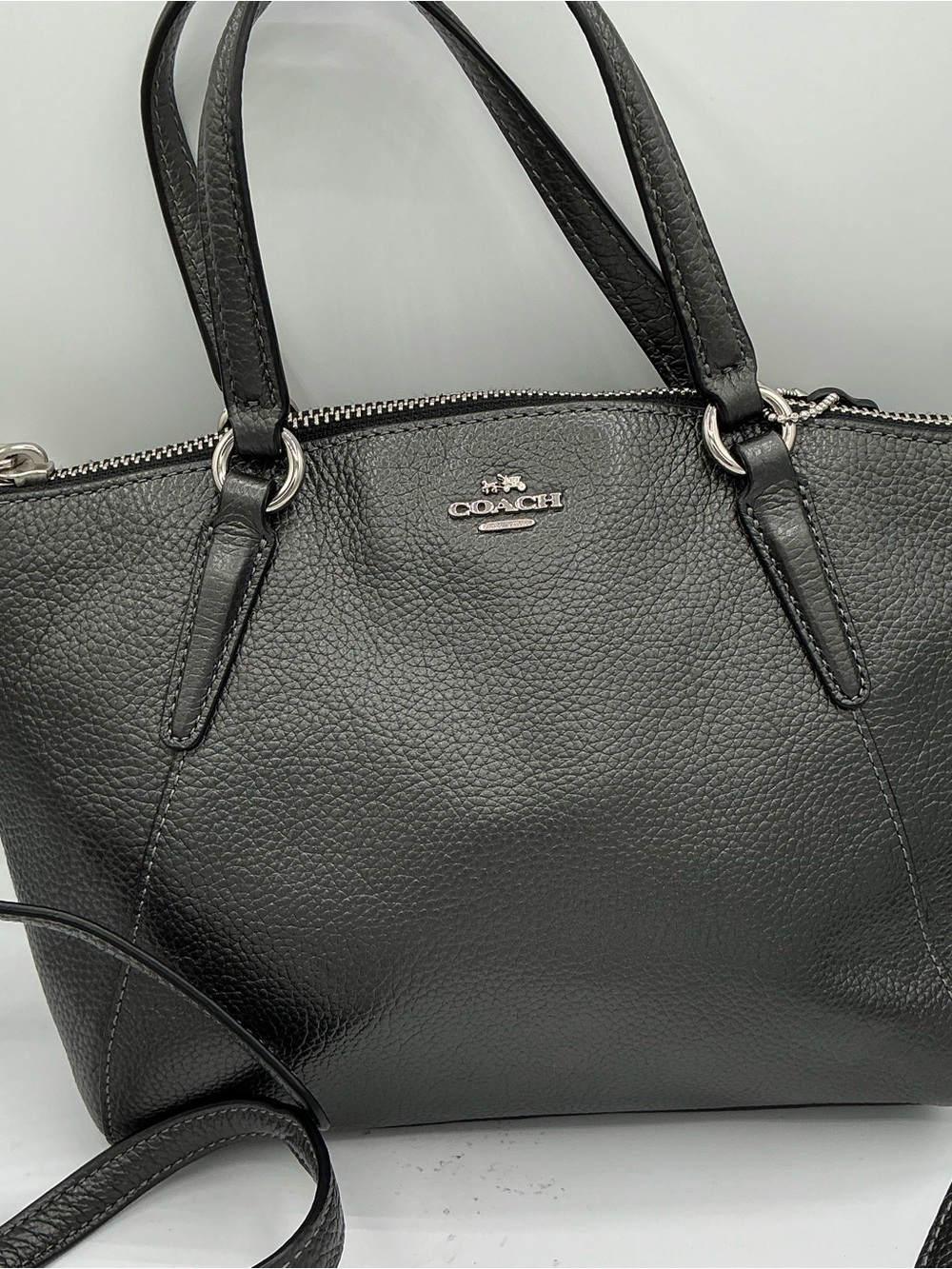 Coach Mini Kelsey Satchel in Metallic Pebble Leather (Style No. F22316) - Picture 2 of 8